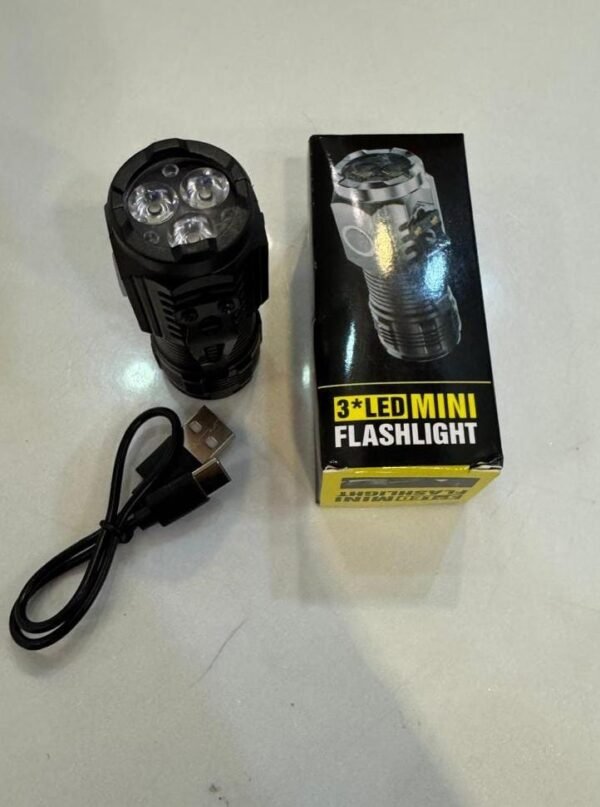 Mini flashlight with box and USB charging cable