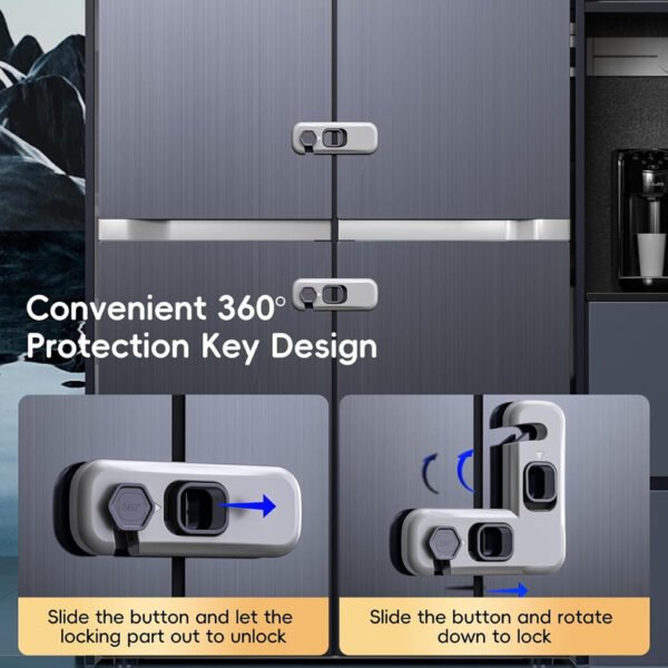 Rotatable child safety lock fitted on kitchen cabinets