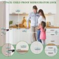Child safety locks protecting a family refrigerator