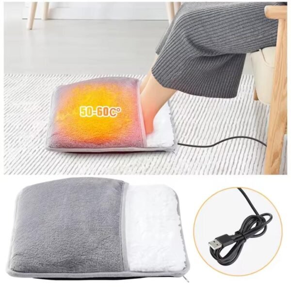 Electric USB foot warmer heating pad in use