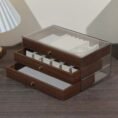 3 Layer Wooden Jewellery Box with Glass Top – Jewelry Organizer with Drawers