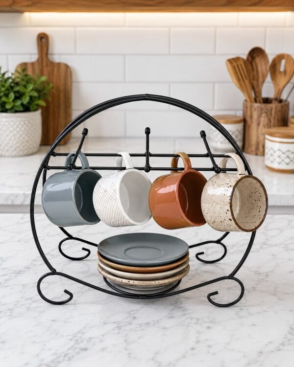 Metal Glass & Plate Stand - Durable Design