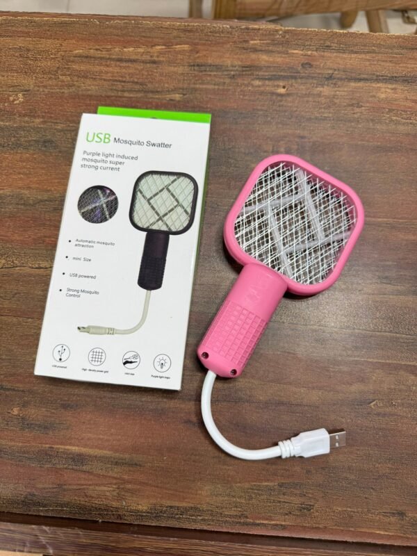 Small Racket USB Mosquito Killer Swatter Racket Compact Pest Control Trap with Rechargeable Shock & Box