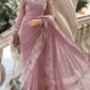 Embroidered Wedding Saree for Women - Dusty Pink - view 1