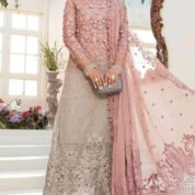Embroidered Chiffon 3-Piece Unstitched Wedding Suit for Women - Dusty Rose - view 1