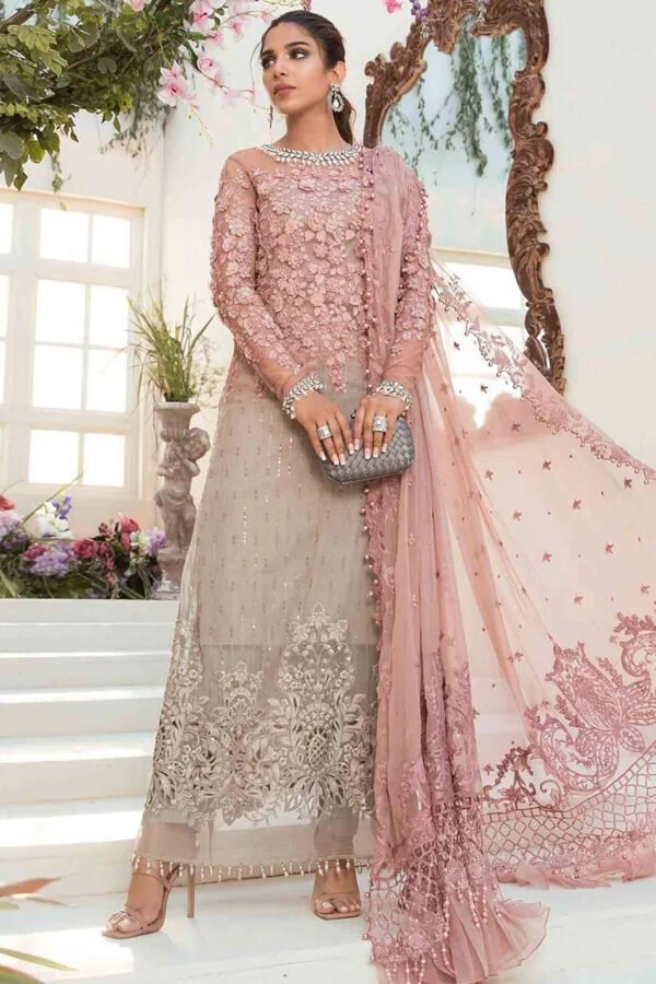 model1_fd92b43d-2e26-4c74-9076-fe9289494f5f.jpg Embroidered Chiffon 3-Piece Unstitched Wedding Suit for Women - Dusty Rose - view 1