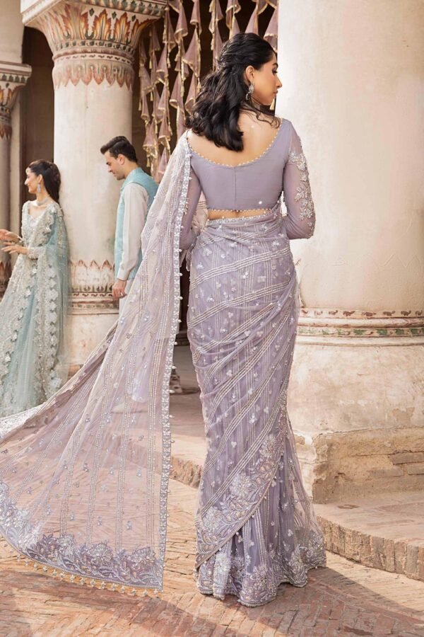 Couture Embroidered Saree for Women - Silver Grey - view 2