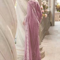 Embroidered Wedding Saree for Women - Dusty Pink - view 2