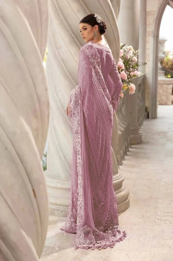 Embroidered Wedding Saree for Women - Dusty Pink - view 2