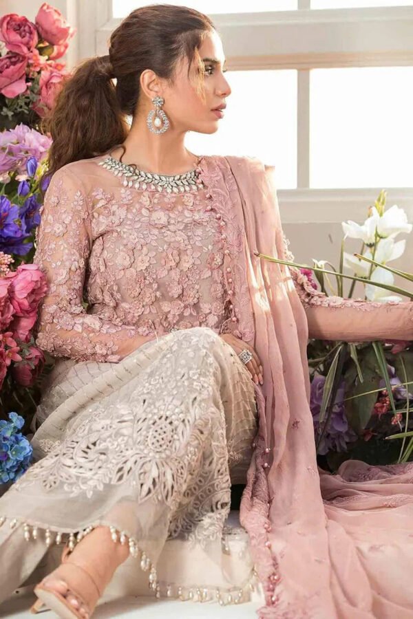 model2_c8008a6a-c21f-4dc9-9c3a-98cc1d4b2834.jpg Embroidered Chiffon 3-Piece Unstitched Wedding Suit for Women - Dusty Rose - view 4