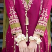 Embroidered Lawn 3-Piece Unstitched Suit for Women - Magenta Pink Festive - view 2