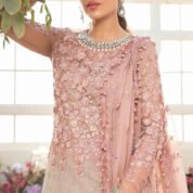 Embroidered Chiffon 3-Piece Unstitched Wedding Suit for Women - Dusty Rose - view 2