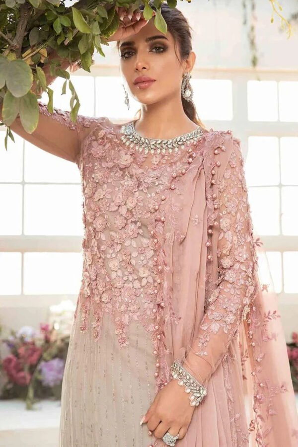 model3_a2110934-8892-4c8b-ad1a-c7aefe7d227a.jpg Embroidered Chiffon 3-Piece Unstitched Wedding Suit for Women - Dusty Rose - view 2