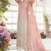 Embroidered Chiffon 3-Piece Unstitched Wedding Suit for Women - Dusty Rose - view 6