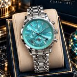 Men's Chronograph-Style Chain Watch - Multi-Dial Face - photo 3