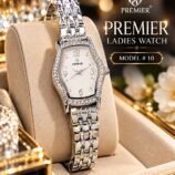 Ladies Tonneau Crystal Bezel Chain Watch - Multiple Colours – front view