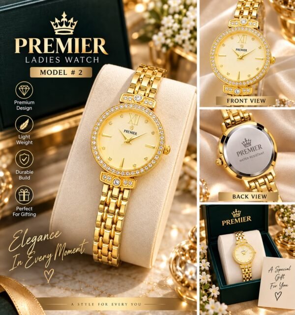 Ladies Crystal Bezel Chain Watch - Round Dial - photo 2