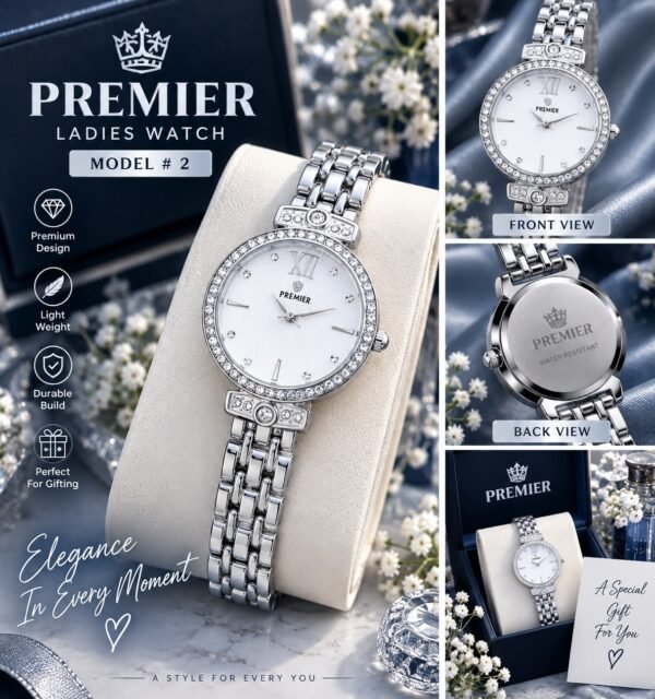 Ladies Crystal Bezel Chain Watch - Round Dial - photo 3