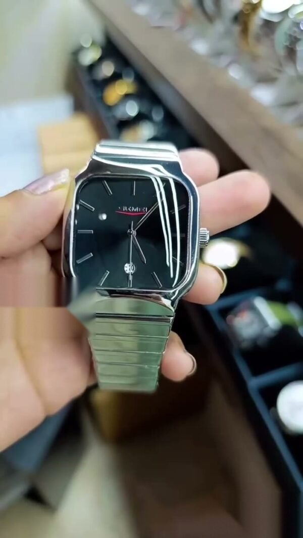 Men's Square Dial Chain Watch - Black Dial with Date - photo 3