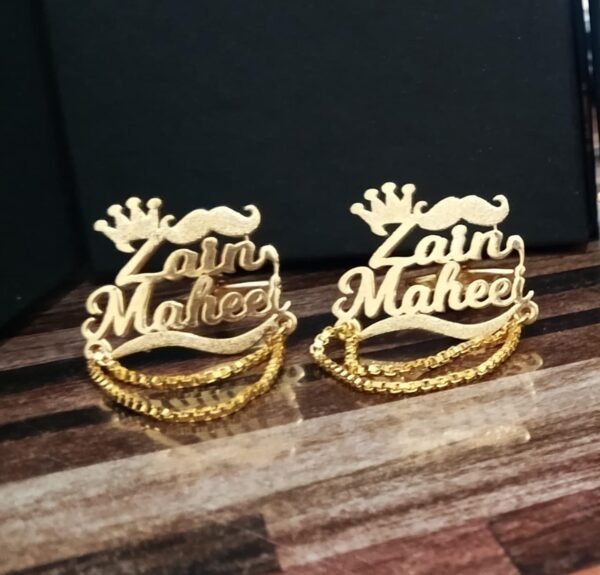 ms-9004612878513-0 Mustache Crown Cufflinks - Gold-Plated Fashion Jewelry