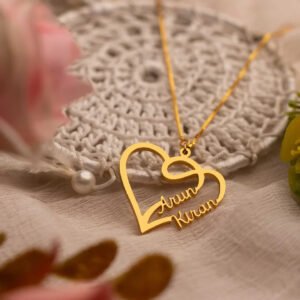 Couple Name Heart Necklace - Personalized Engraved Jewelry