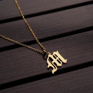 Uppercase Old English Necklace - Personalized Engraved Jewelry