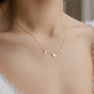 Minimalist Heart Initial Necklace - Personalized Engraved Jewelry