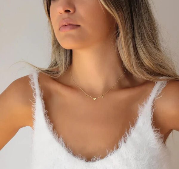 Minimalist Heart Initial Necklace - Personalized Engraved Jewelry