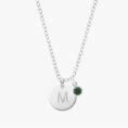Initial Disc Birthstones Necklace - Personalized Engraved Jewelry