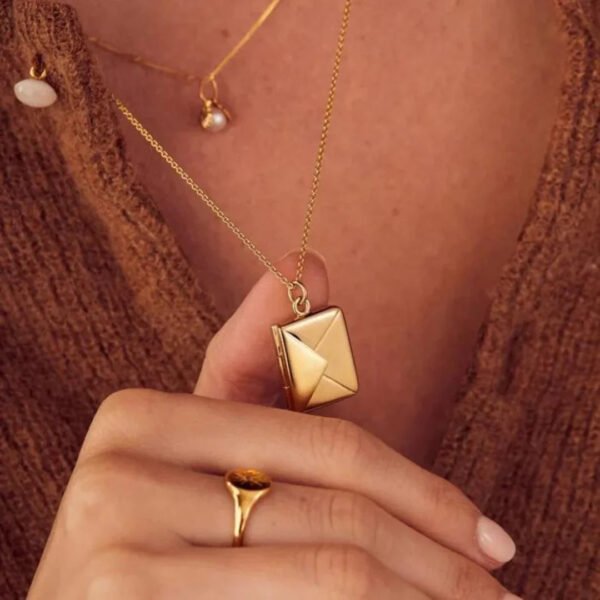 ms-9004616876209-1 Envelope Message Necklace - Gold-Plated Fashion Jewelry