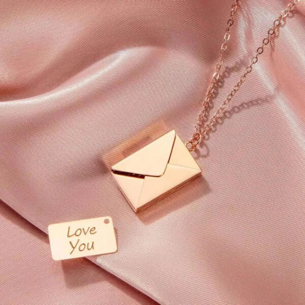 ms-9004616876209-2 Envelope Message Necklace - Gold-Plated Fashion Jewelry