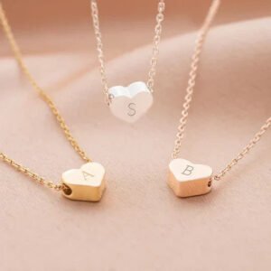 Heart Initial Necklace - Personalized Engraved Jewelry