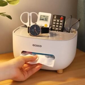 Multi-purpose Tissue Box Holder Comfortable Plastic Remote Control Storage