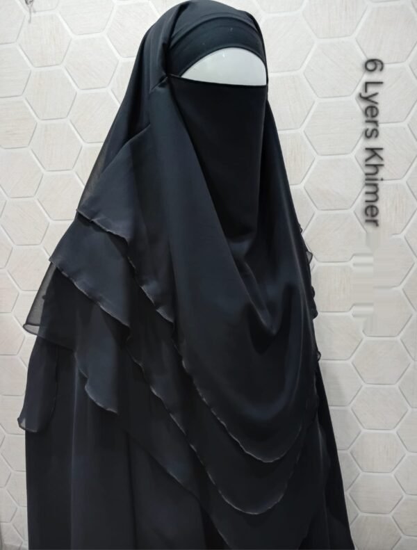 Turkey Khimar Hijab - 3 Layer Front & Back Ready to Wear Khimar, Black
