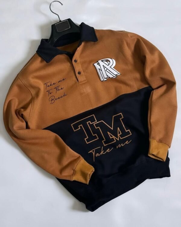 Musturd & Black Polo Letter Printed Winter Sweat Top For Mens & Boys - with Cash on Delivery