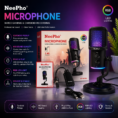 Nee Pho NP M02 Microphone Compact condenser microphone with ANC echo adjustment and RGB lighting Designed for streamers