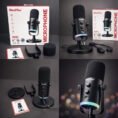 Nee Pho NP M03 Podcast Microphone A condenser microphone with ANC noise reduction echo control and RGB lighting Ideal fo