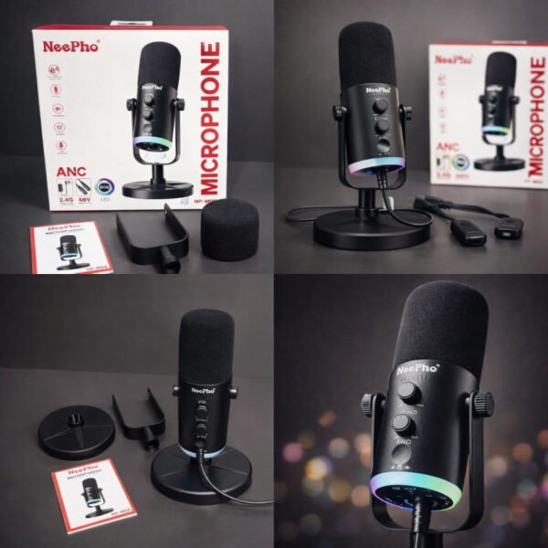 Nee Pho NP M03 Podcast Microphone A condenser microphone with ANC noise reduction echo control and RGB lighting Ideal fo