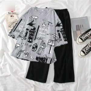 Printed Night Suit for Women – Jersey Fabric, 4 Designs