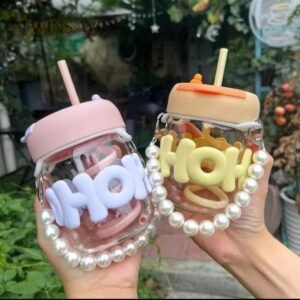 Cup 400ml with Pearl Chain (With Straw) - with Cash on Delivery