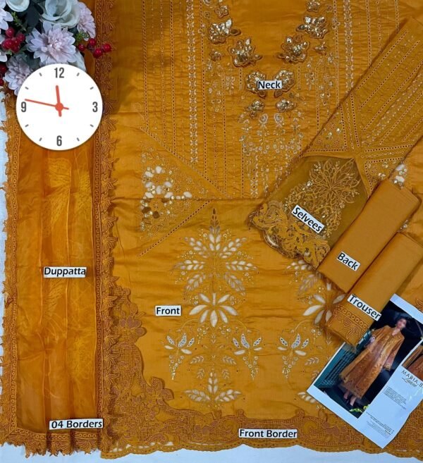 Luxury Chikankari Embroidered Cotton 3-Piece Unstitched Suit - view 4