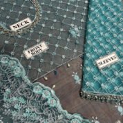Luxury Embroidered Saree for Women - Aqua Sea Green - view 5