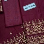 Embroidered Festive 3-Piece Unstitched Suit for Women - Burgundy Maroon - view 4