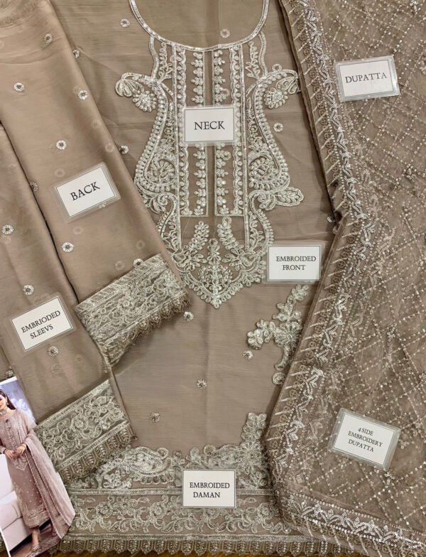 open2_47ee47dc-6c12-4d00-b31d-6393cc53e930.jpg Heavily Embroidered Chiffon 3-Piece Unstitched Suit for Women - Beige Gold - view 3