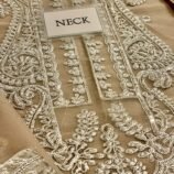 Heavily Embroidered Chiffon 3-Piece Unstitched Suit for Women - Beige Gold - view 4