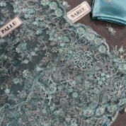 Luxury Embroidered Saree for Women - Aqua Sea Green - view 6
