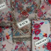 Floral Printed Embroidered Chiffon 3-Piece Unstitched Suit for Women - Multicolor - view 6
