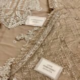 Heavily Embroidered Chiffon 3-Piece Unstitched Suit for Women - Beige Gold - view 2