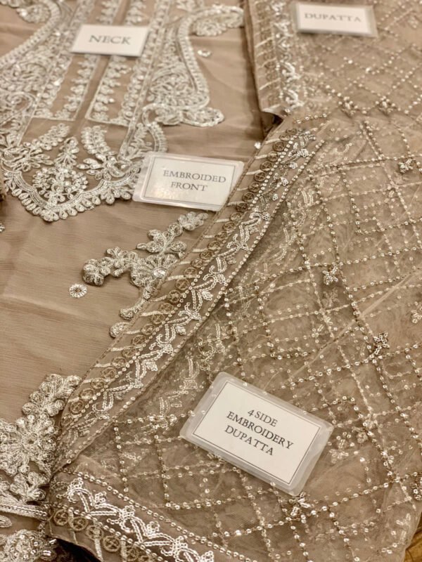 open_0d86cc48-fd43-4d5e-8fe3-a05f7ff20637.jpg Heavily Embroidered Chiffon 3-Piece Unstitched Suit for Women - Beige Gold - view 2