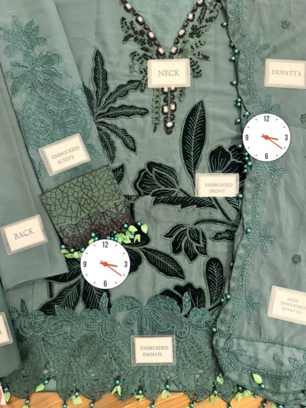 Embroidered Chiffon 3-Piece Suit for Women - Premium Wedding Edition - view 3